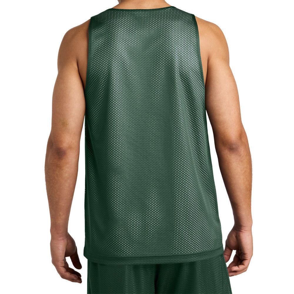 Men's PosiCharge Reversible Mesh Moisture-Wicking Double-Layer Tank-Forest Green/ White