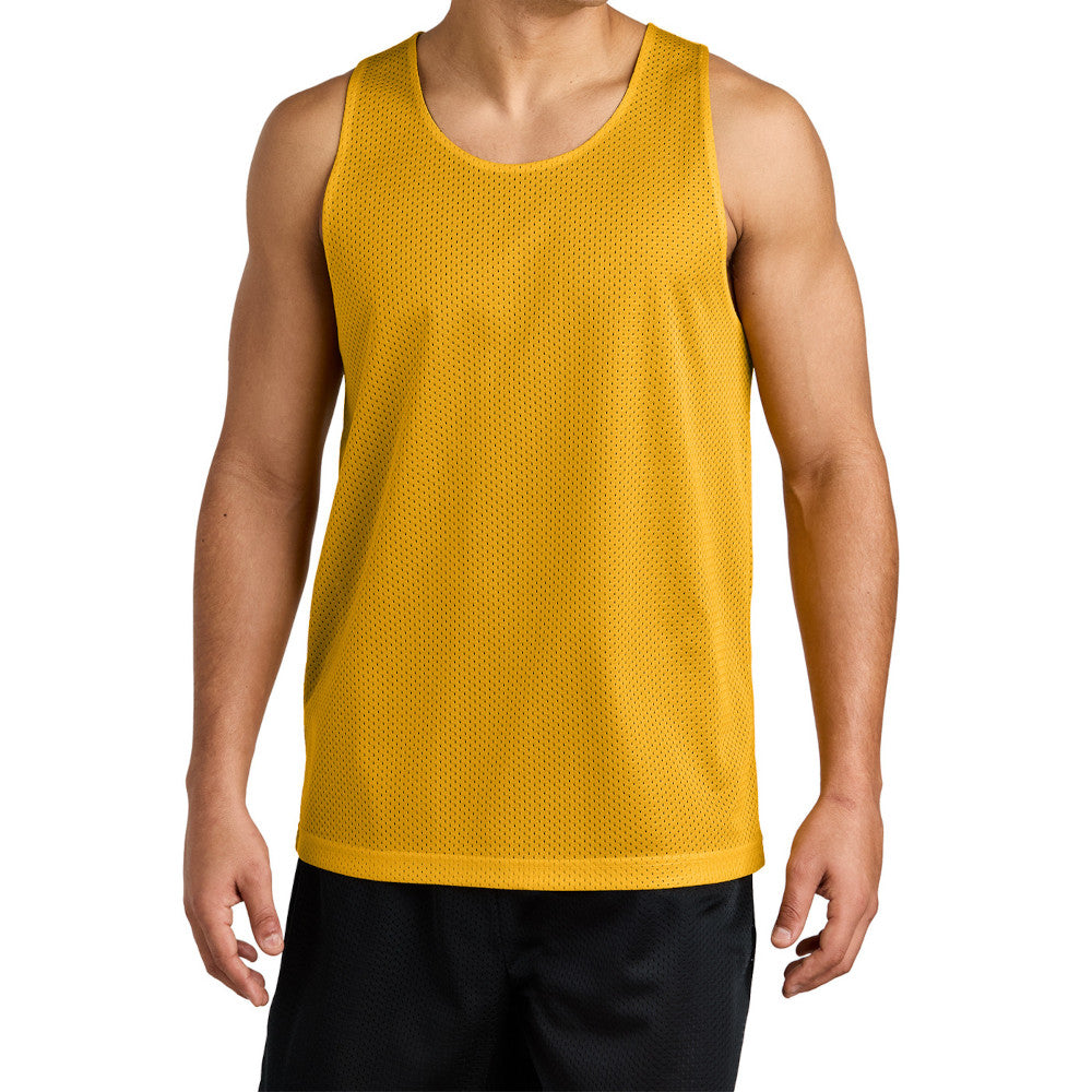 Men's PosiCharge Reversible Mesh Moisture-Wicking Double-Layer Tank-Gold/ Black
