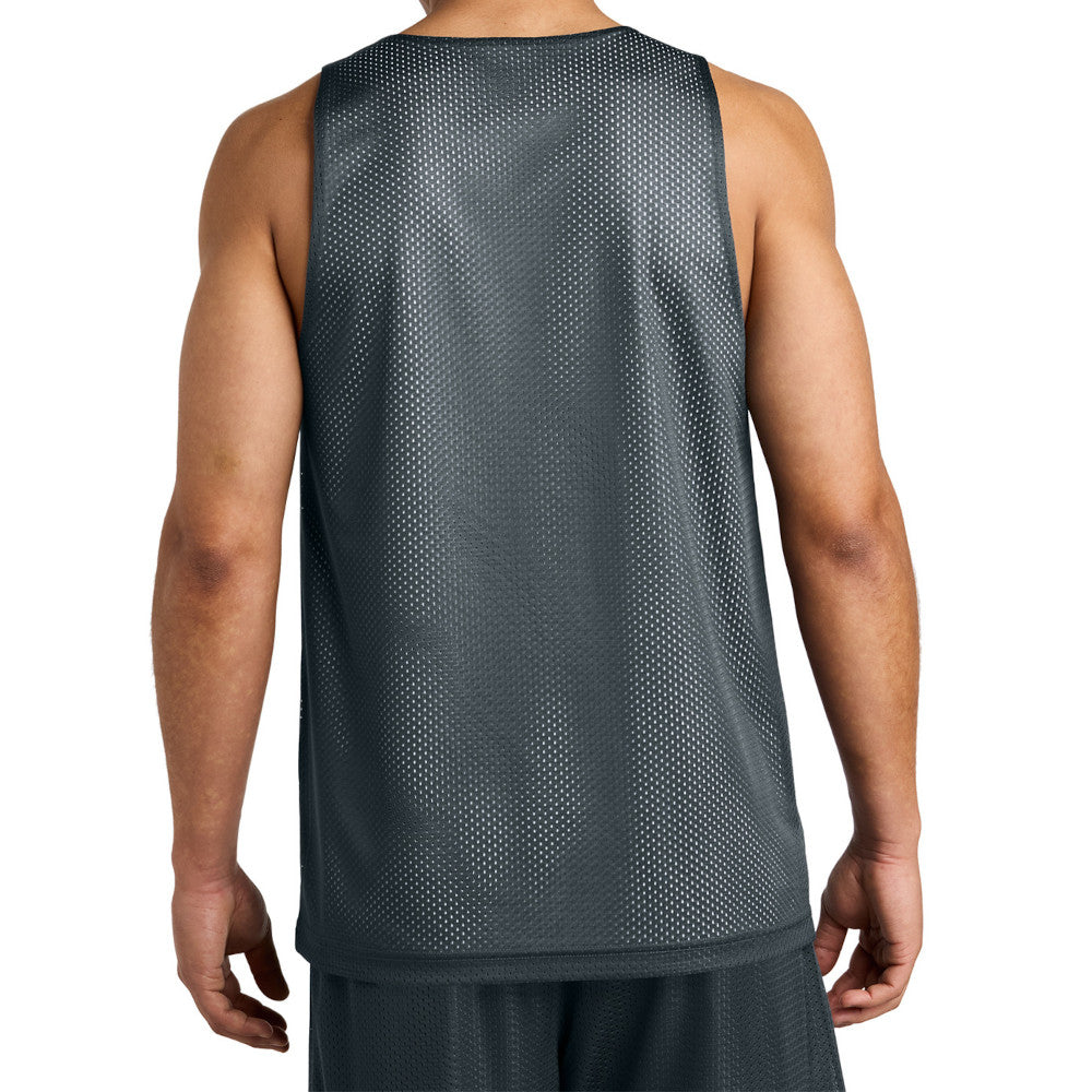 Men's PosiCharge Reversible Mesh Moisture-Wicking Double-Layer Tank-Iron Grey/ White