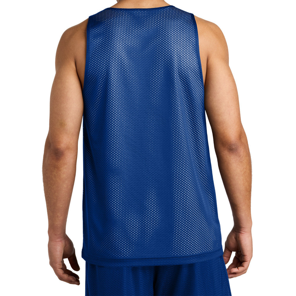 Men's PosiCharge Reversible Mesh Moisture-Wicking Double-Layer Tank-True Royal/ White