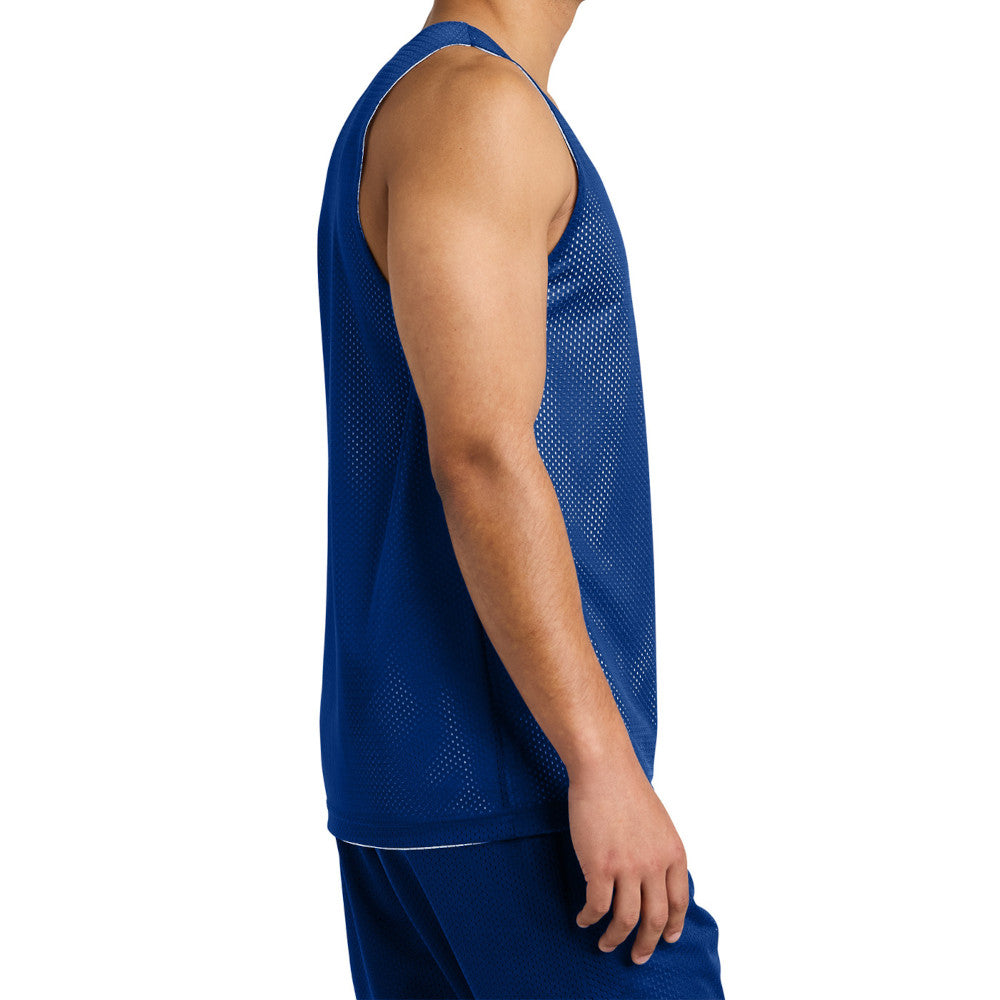Men's PosiCharge Reversible Mesh Moisture-Wicking Double-Layer Tank-True Royal/ White