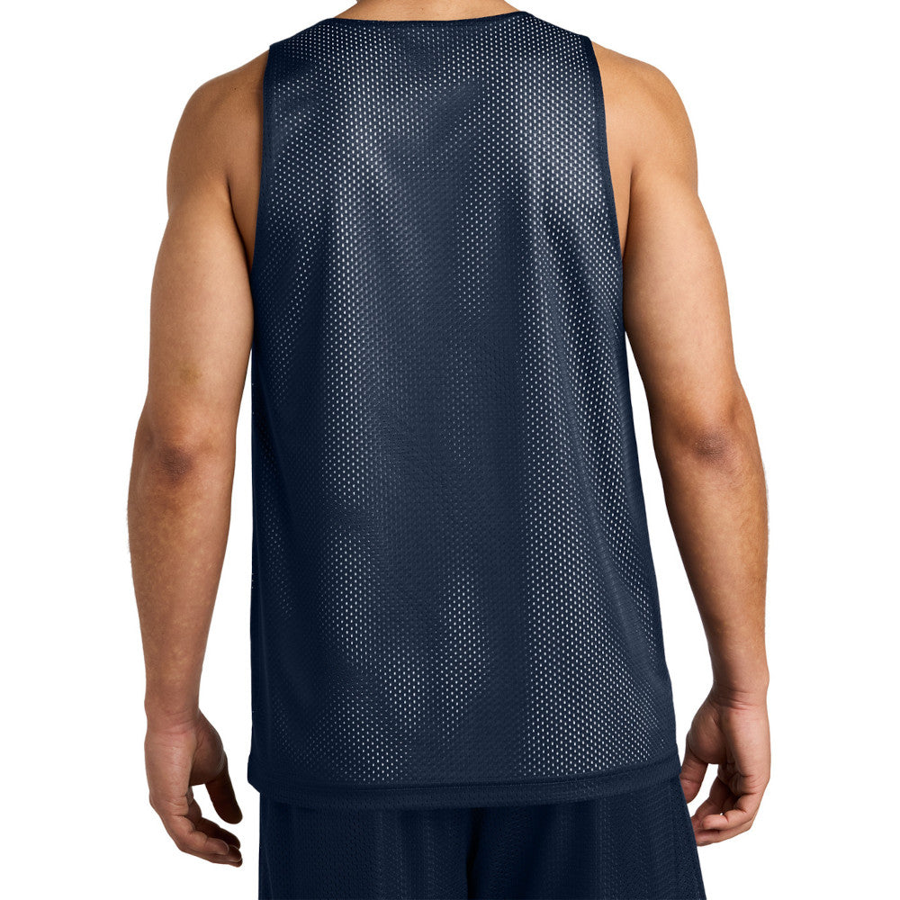 Men's PosiCharge Reversible Mesh Moisture-Wicking Double-Layer Tank-True Navy/ White