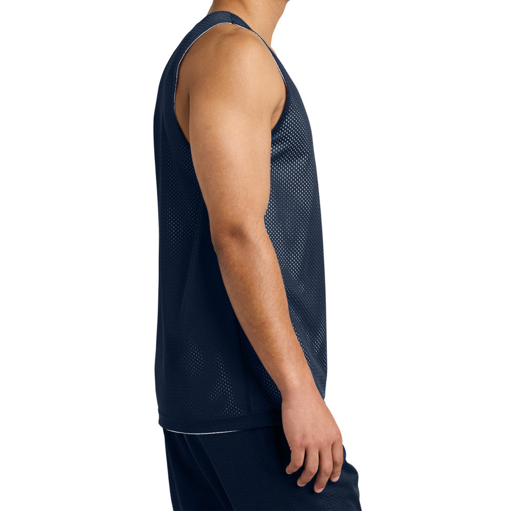 Men's PosiCharge Reversible Mesh Moisture-Wicking Double-Layer Tank-True Navy/ White