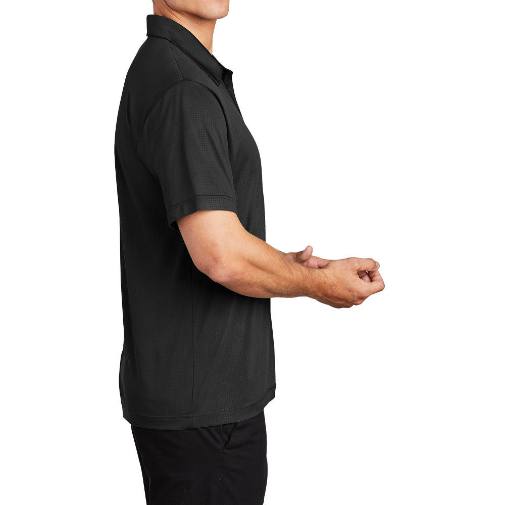 Men's Subtle Embossed Geometric Pattern PosiCharge Tough Polo