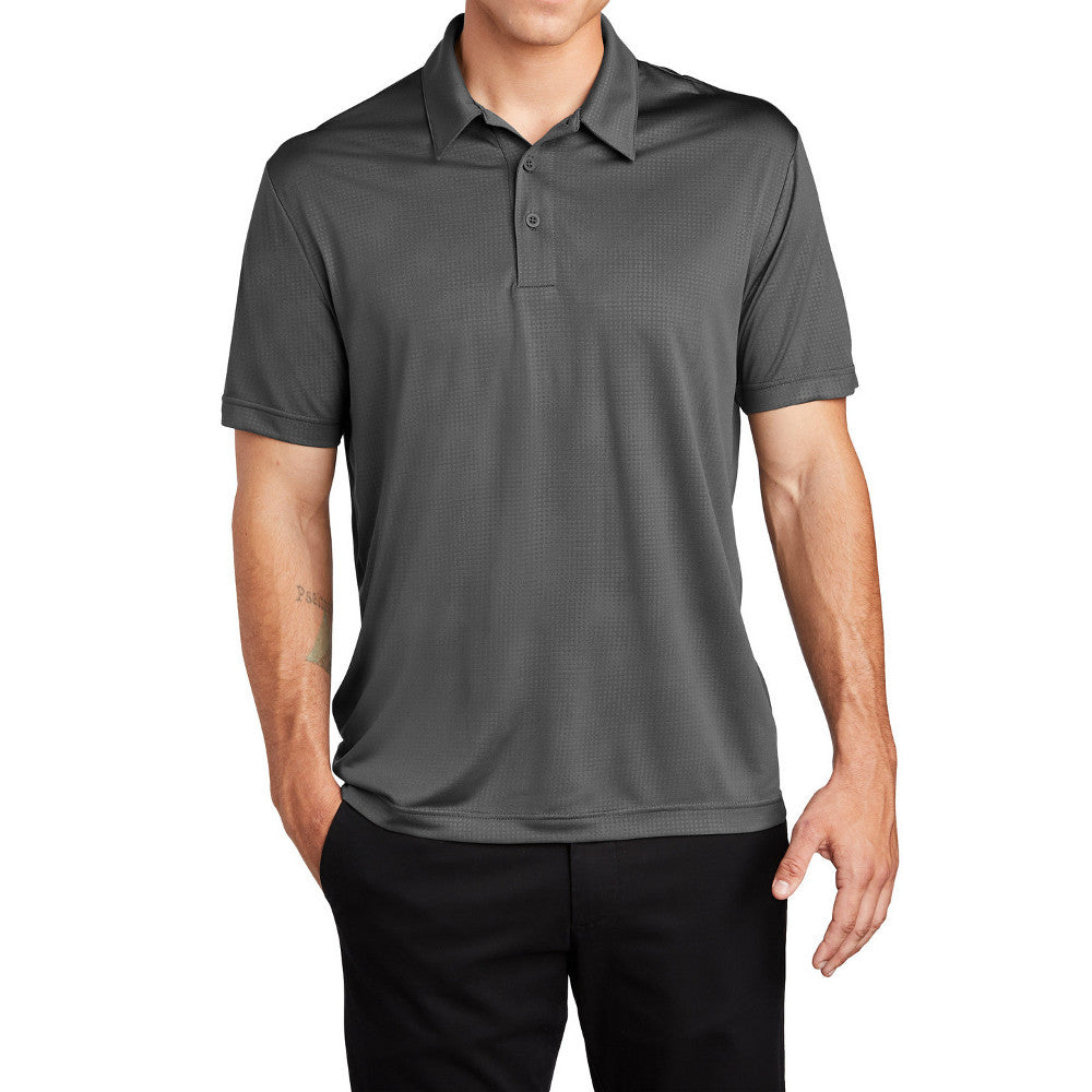 Men's Subtle Embossed Geometric Pattern PosiCharge Tough Polo