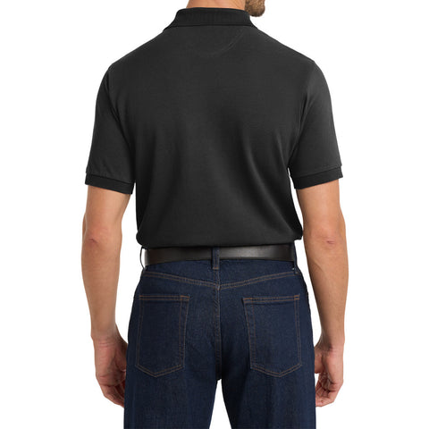 Men's Tall Heavyweight Cotton Pique Polo Combed Cotton Garment Washed for Softness Horn-Tone Buttons