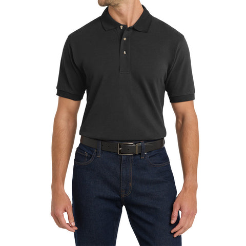 Men's Tall Heavyweight Cotton Pique Polo Combed Cotton Garment Washed for Softness Horn-Tone Buttons