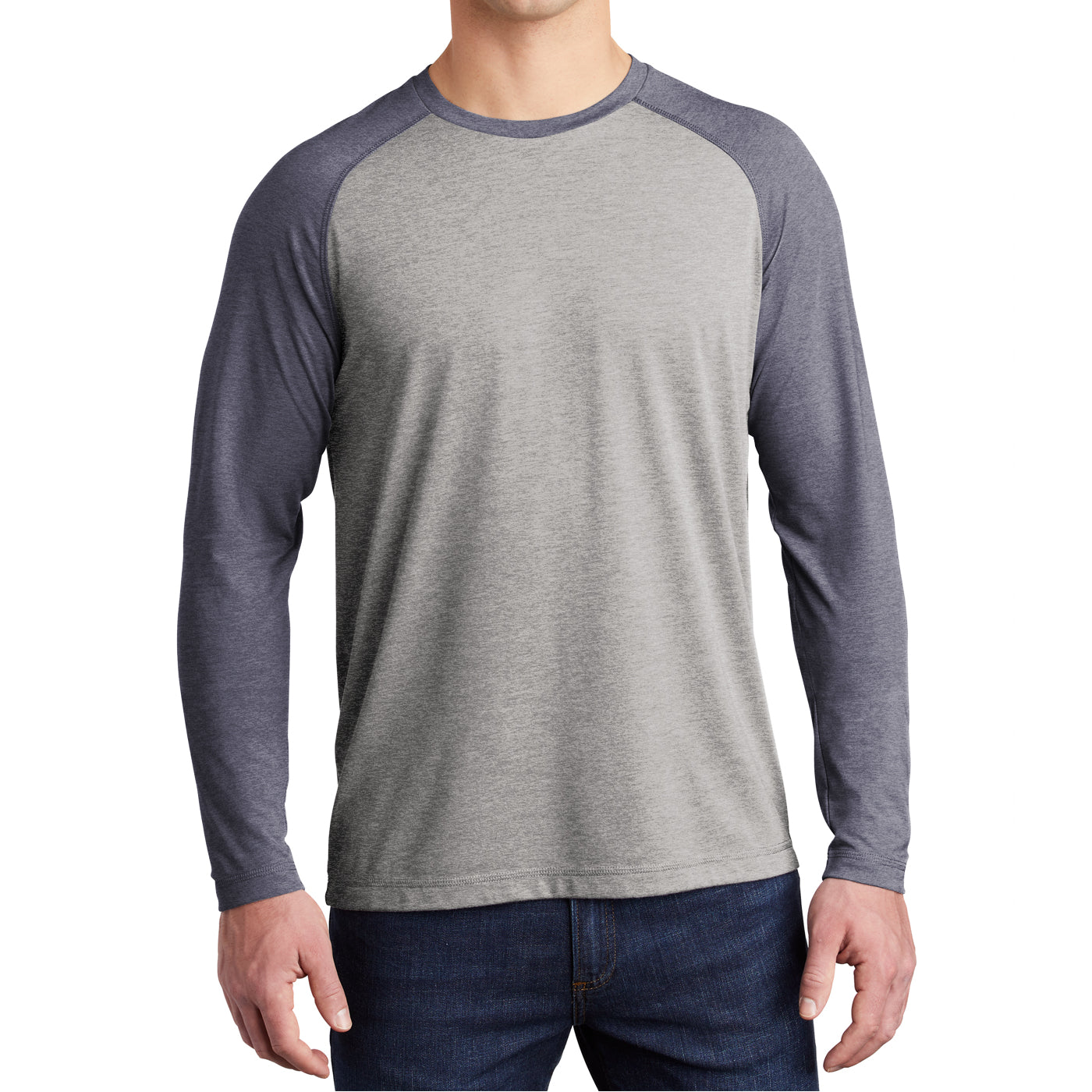 Men's Tri-Blend Long Sleeve Wicking Raglan Tee for Active Comfort