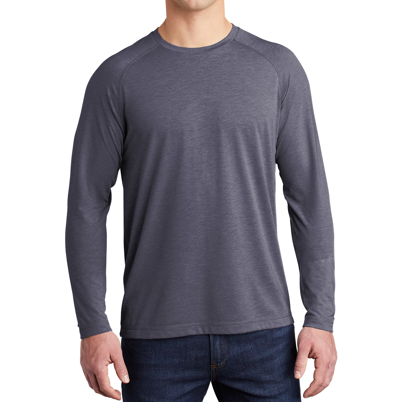 Men's Tri-Blend Long Sleeve Wicking Raglan Tee for Active Comfort