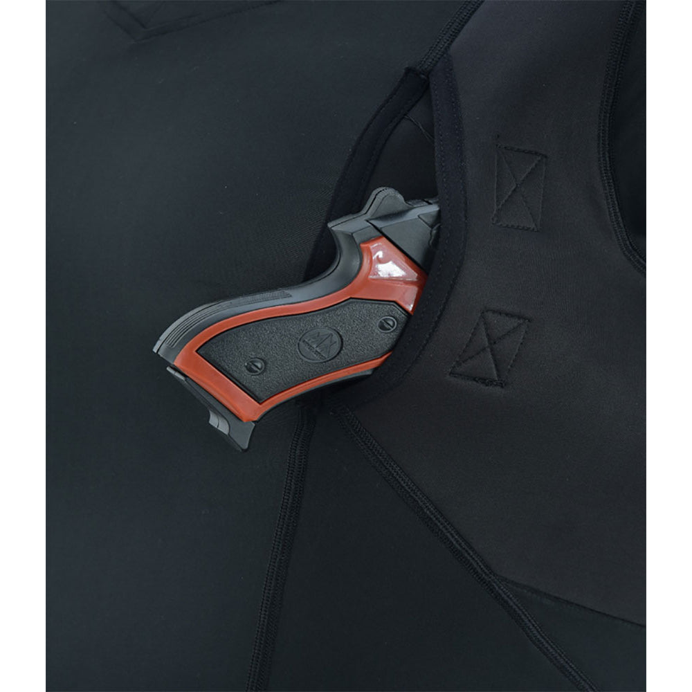 Mafoose V-Neck Covert Carry Shirt for Men Holster Compression Shirt Medium to 4XL Black