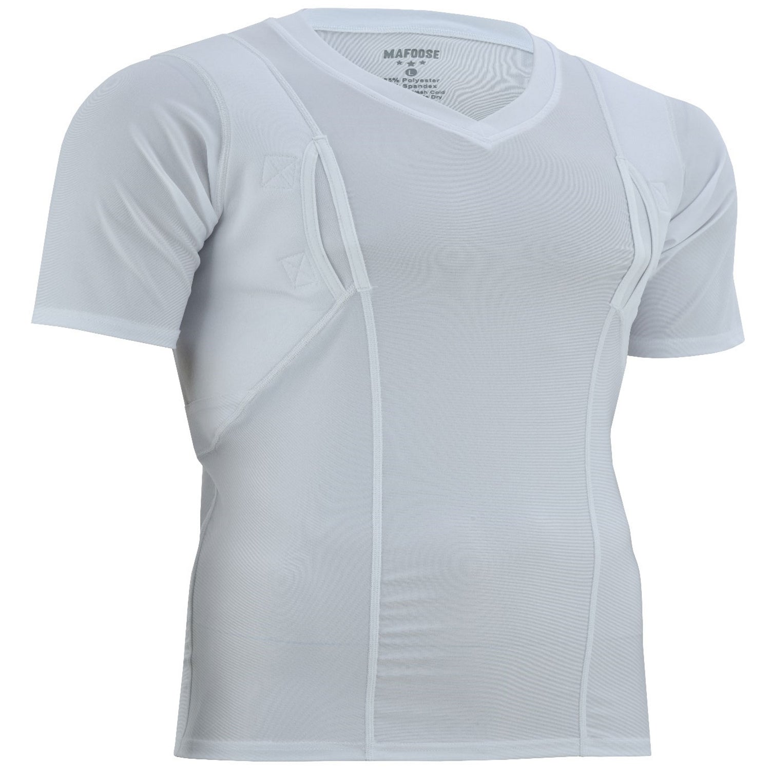 Mafoose V-Neck Covert Carry Shirt for Men Holster Compression Shirt Medium to 4XL White