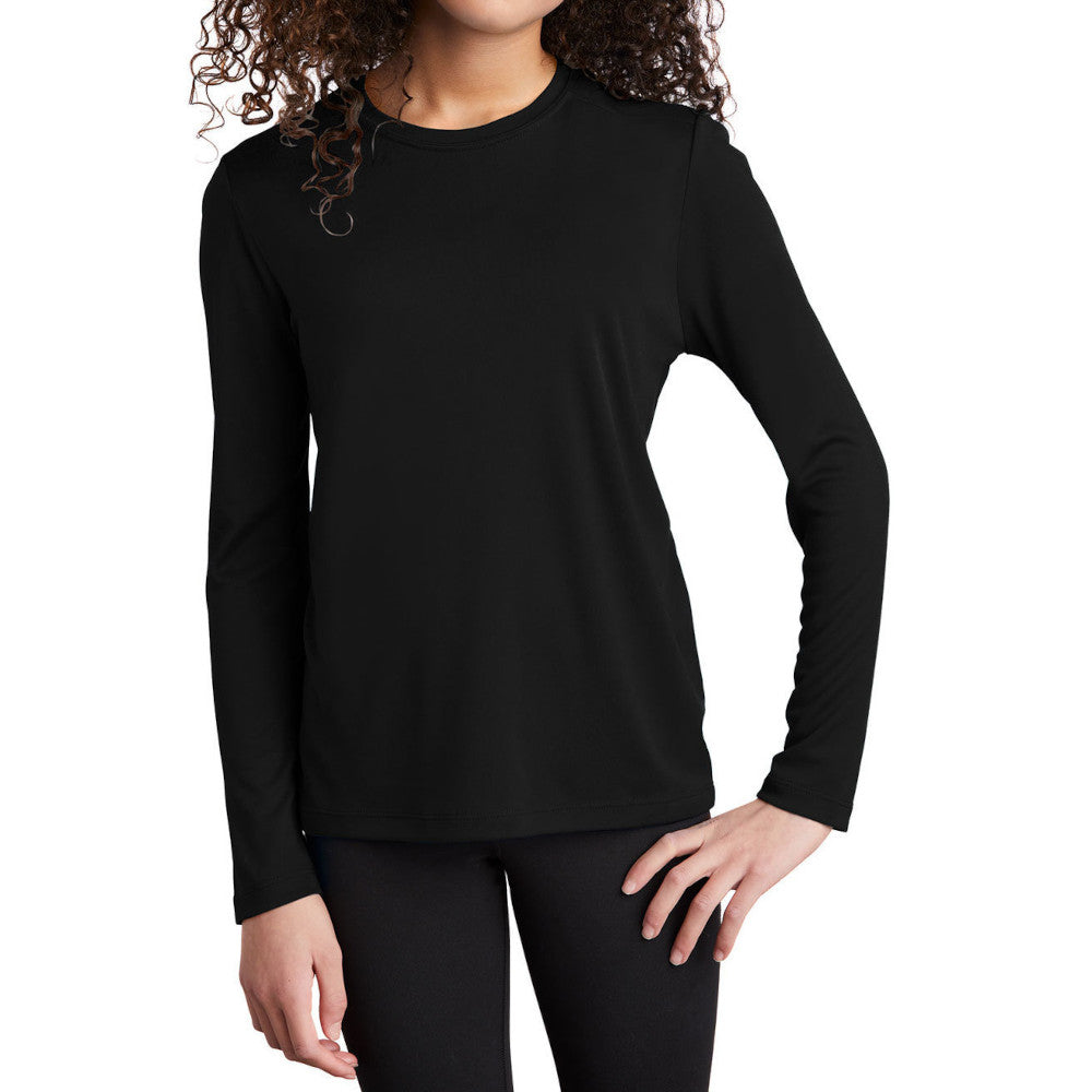 Youth Posi-UV Pro Long Sleeve Tee UPF 50 Sun Protection Moisture-Wicking PosiCharge Technology-Black