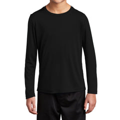 Youth Posi-UV Pro Long Sleeve Tee UPF 50 Sun Protection Moisture-Wicking PosiCharge Technology-Black