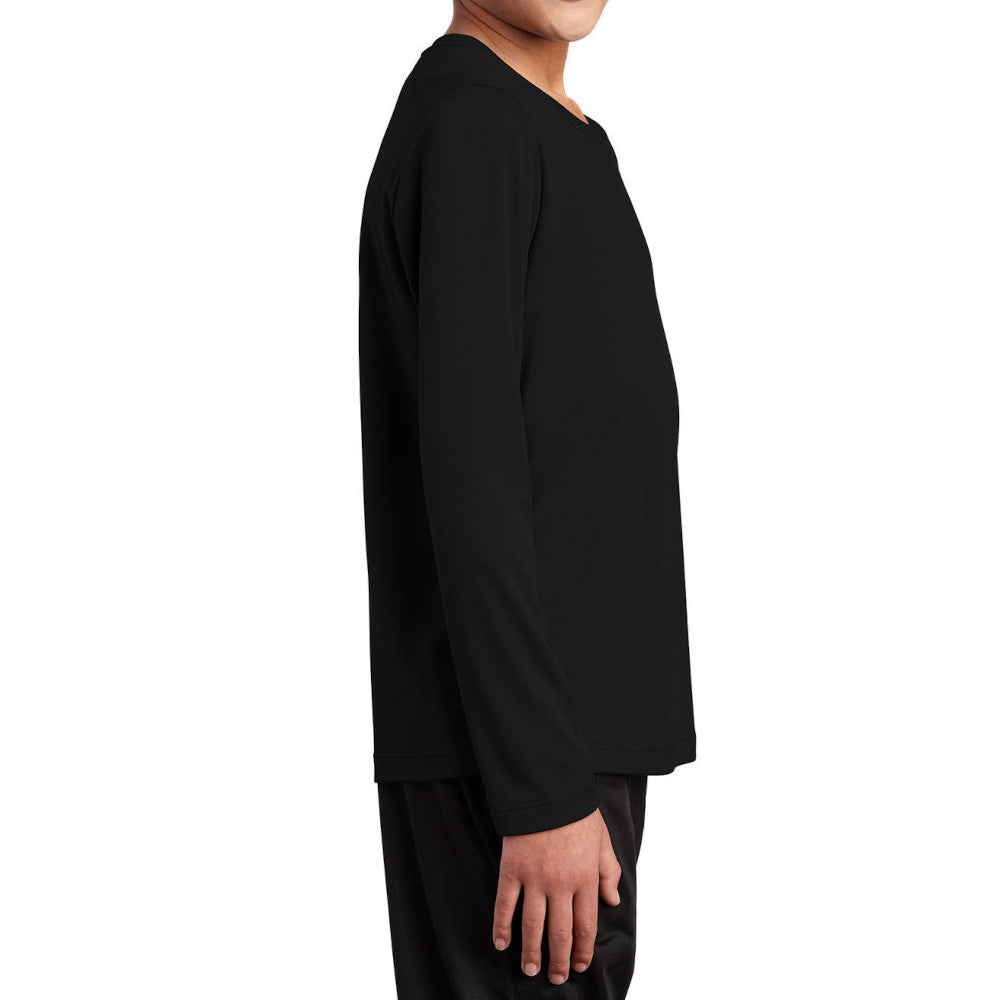 Youth Posi-UV Pro Long Sleeve Tee UPF 50 Sun Protection Moisture-Wicking PosiCharge Technology-Black