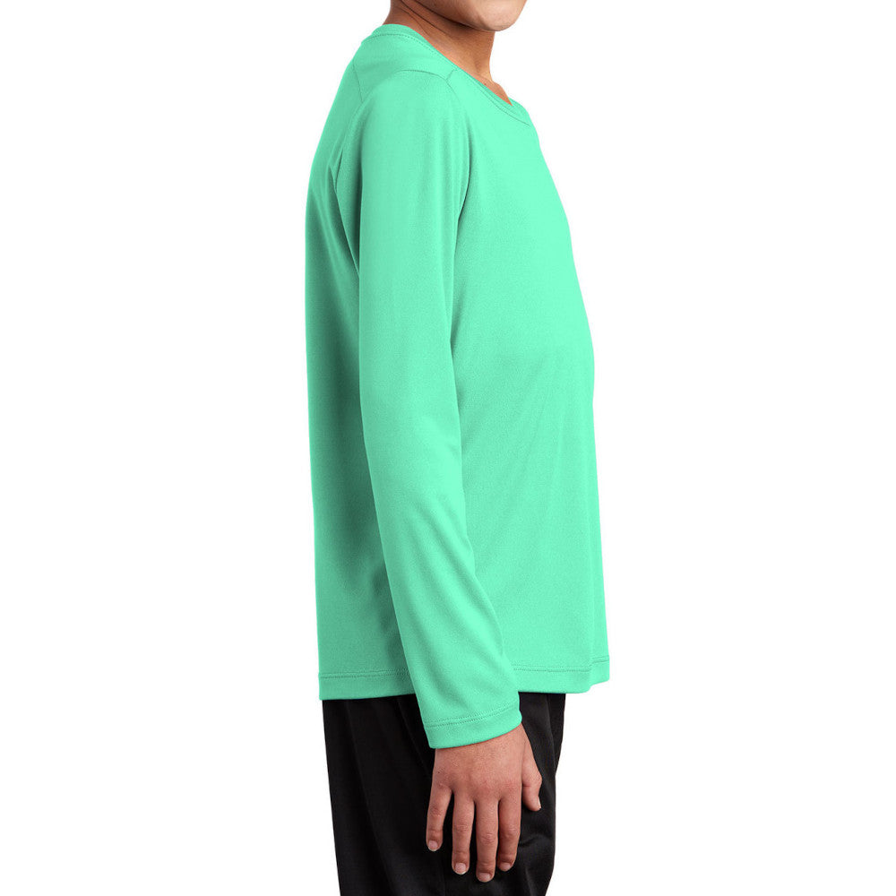Youth Posi-UV Pro Long Sleeve Tee UPF 50 Sun Protection Moisture-Wicking PosiCharge Technology-Bright Seafoam