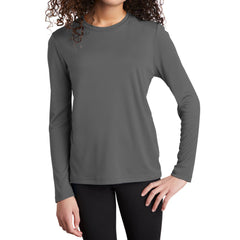 Youth Posi-UV Pro Long Sleeve Tee UPF 50 Sun Protection Moisture-Wicking PosiCharge Technology-Dark Smoke Grey