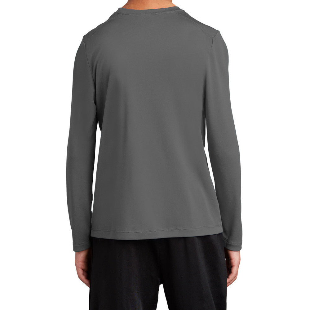 Youth Posi-UV Pro Long Sleeve Tee UPF 50 Sun Protection Moisture-Wicking PosiCharge Technology-Dark Smoke Grey