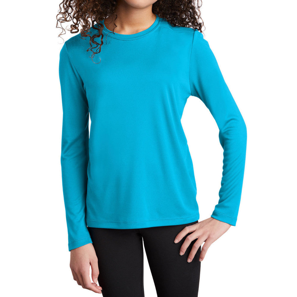 Youth Posi-UV Pro Long Sleeve Tee UPF 50 Sun Protection Moisture-Wicking PosiCharge Technology-Sapphire