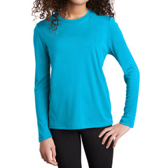 Youth Posi-UV Pro Long Sleeve Tee UPF 50 Sun Protection Moisture-Wicking PosiCharge Technology-Sapphire