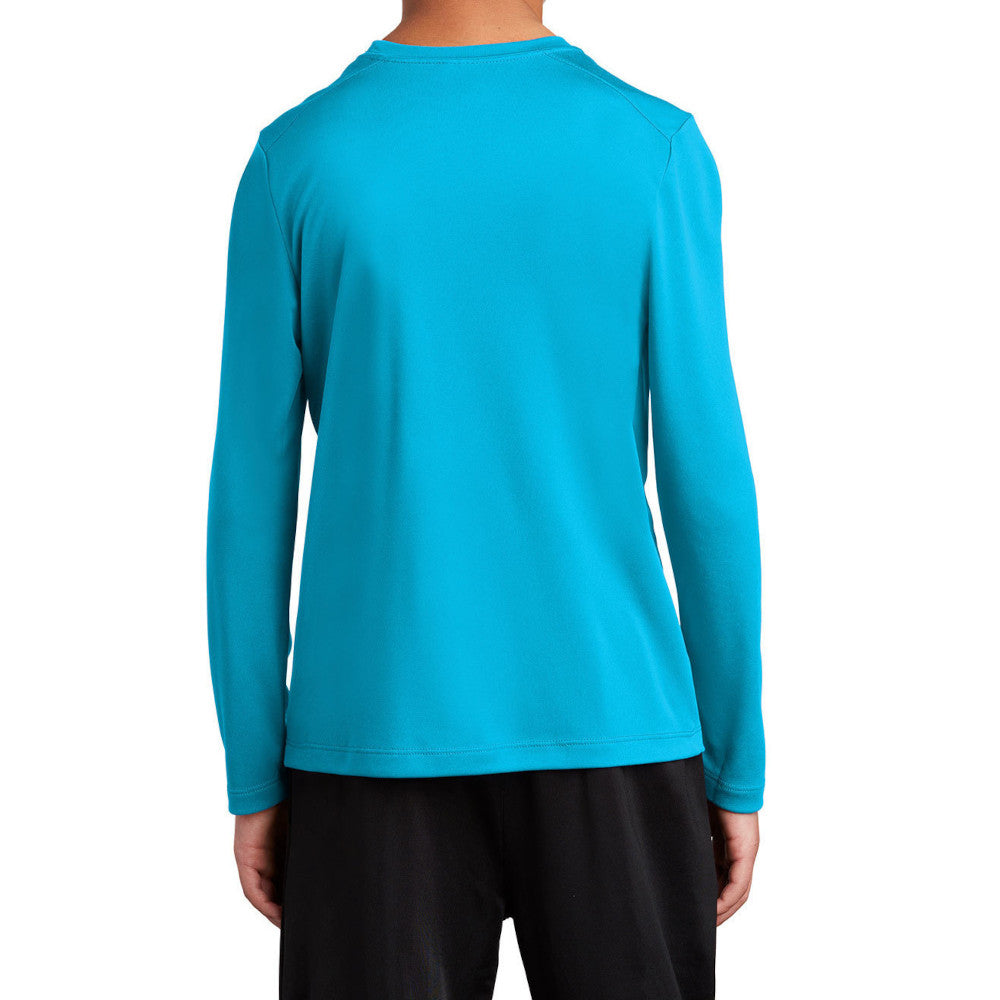 Youth Posi-UV Pro Long Sleeve Tee UPF 50 Sun Protection Moisture-Wicking PosiCharge Technology-Sapphire