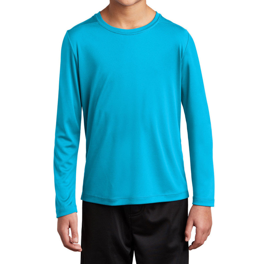 Youth Posi-UV Pro Long Sleeve Tee UPF 50 Sun Protection Moisture-Wicking PosiCharge Technology-Sapphire