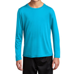 Youth Posi-UV Pro Long Sleeve Tee UPF 50 Sun Protection Moisture-Wicking PosiCharge Technology-Sapphire