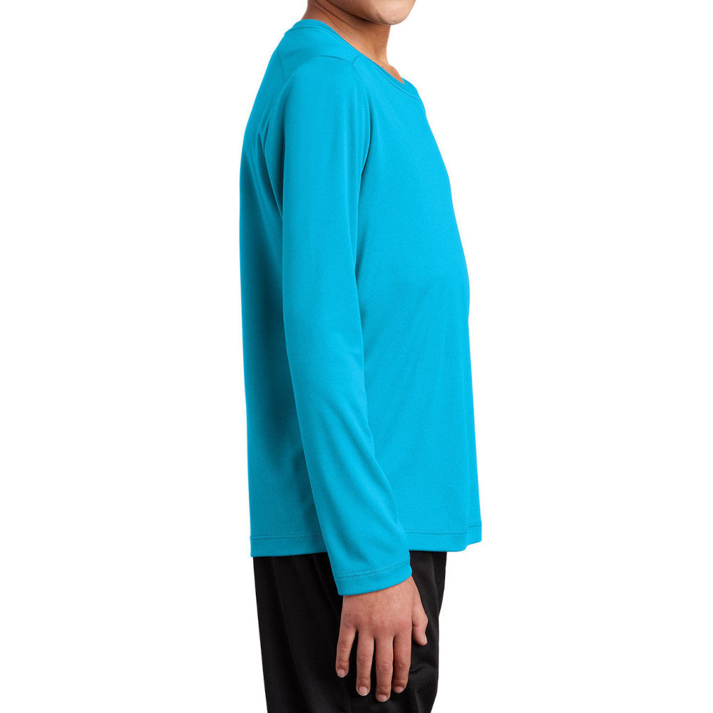 Youth Posi-UV Pro Long Sleeve Tee UPF 50 Sun Protection Moisture-Wicking PosiCharge Technology-Sapphire