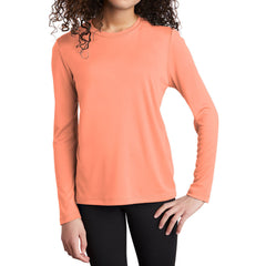 Youth Posi-UV Pro Long Sleeve Tee UPF 50 Sun Protection Moisture-Wicking PosiCharge Technology-Soft Coral