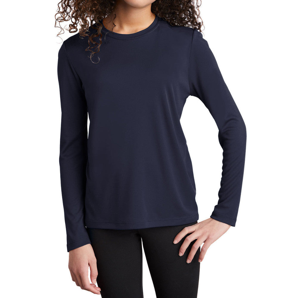 Youth Posi-UV Pro Long Sleeve Tee UPF 50 Sun Protection Moisture-Wicking PosiCharge Technology-True Navy
