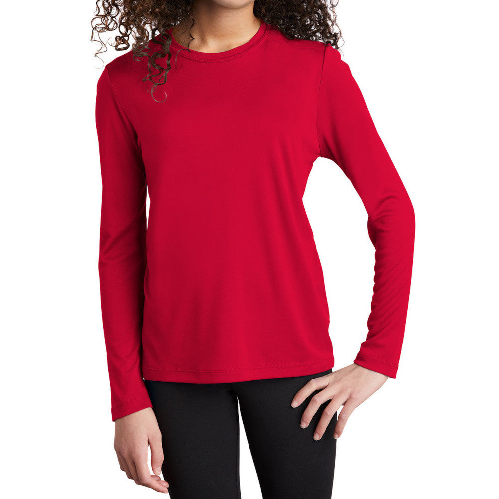 Youth Posi-UV Pro Long Sleeve Tee UPF 50 Sun Protection Moisture-Wicking PosiCharge Technology-True Red
