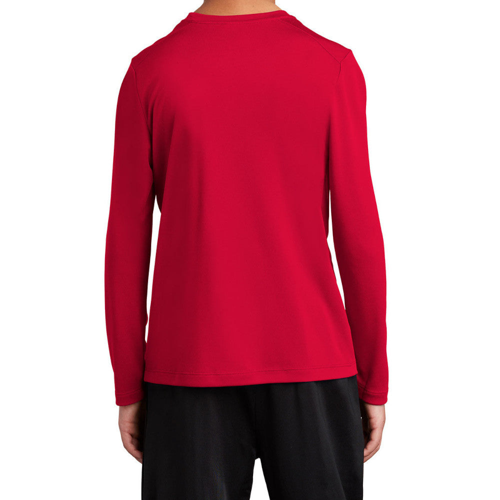 Youth Posi-UV Pro Long Sleeve Tee UPF 50 Sun Protection Moisture-Wicking PosiCharge Technology-True Red