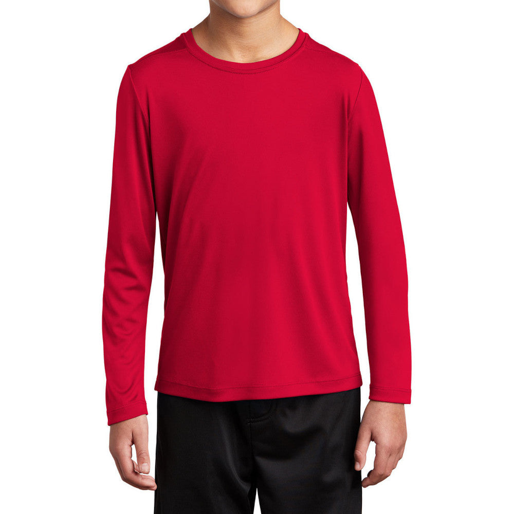 Youth Posi-UV Pro Long Sleeve Tee UPF 50 Sun Protection Moisture-Wicking PosiCharge Technology-True Red