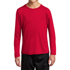 Youth Posi-UV Pro Long Sleeve Tee UPF 50 Sun Protection Moisture-Wicking PosiCharge Technology-True Red