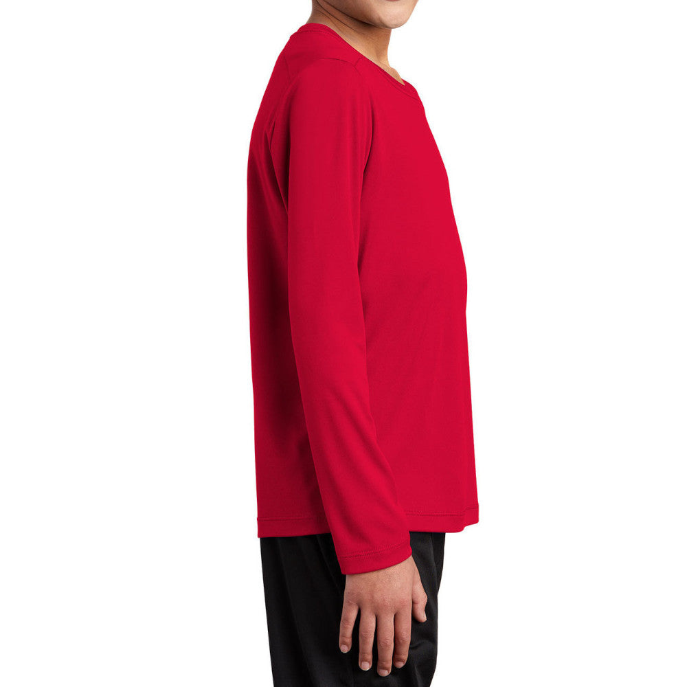 Youth Posi-UV Pro Long Sleeve Tee UPF 50 Sun Protection Moisture-Wicking PosiCharge Technology-True Red