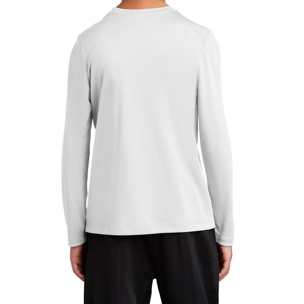 Youth Posi-UV Pro Long Sleeve Tee UPF 50 Sun Protection Moisture-Wicking PosiCharge Technology-White
