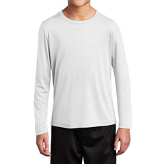 Youth Posi-UV Pro Long Sleeve Tee UPF 50 Sun Protection Moisture-Wicking PosiCharge Technology-White