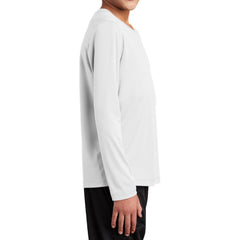 Youth Posi-UV Pro Long Sleeve Tee UPF 50 Sun Protection Moisture-Wicking PosiCharge Technology-White