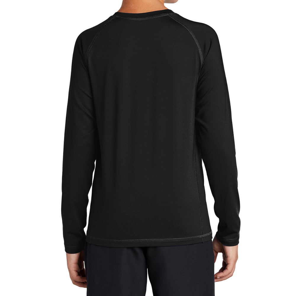 Youth Long Sleeve Rashguard Tee Ultimate Sun Protection & Comfort - Black