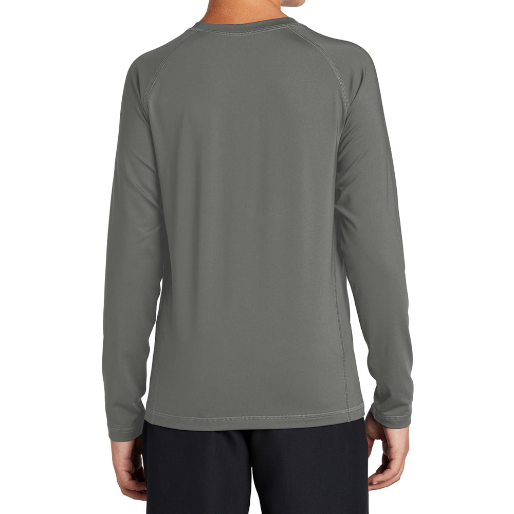 Youth Long Sleeve Rashguard Tee Ultimate Sun Protection & Comfort - Dark Smoke Grey