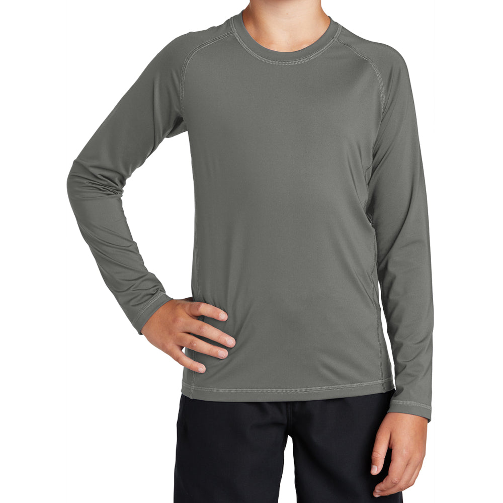Youth Long Sleeve Rashguard Tee Ultimate Sun Protection & Comfort - Dark Smoke Grey