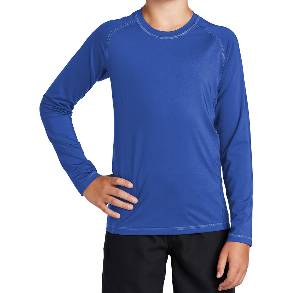Youth Long Sleeve Rashguard Tee Ultimate Sun Protection & Comfort - True Royal