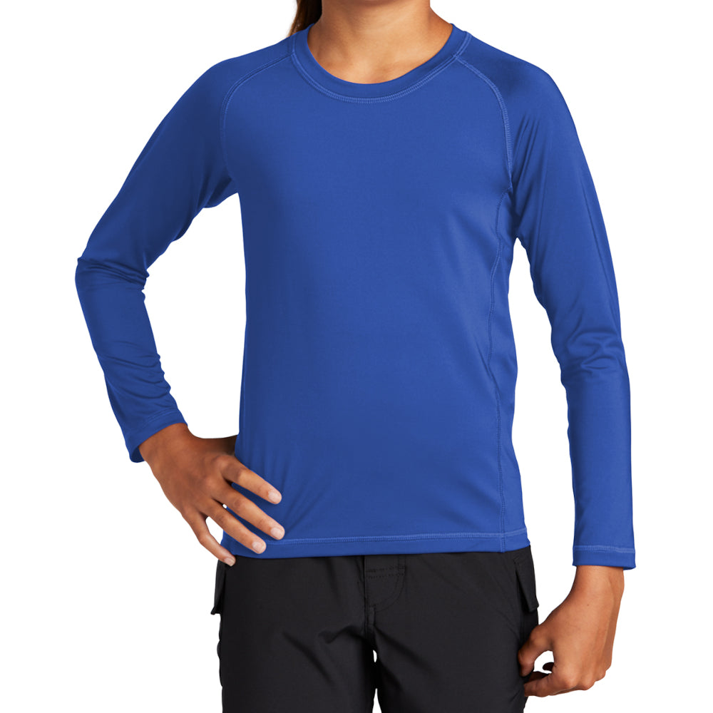 Youth Long Sleeve Rashguard Tee Ultimate Sun Protection & Comfort - True Royal