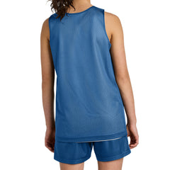 Youth PosiCharge Reversible Mesh Moisture-Wicking Double-Layer Tank-Carolina Blue/ White
