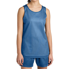 Youth PosiCharge Reversible Mesh Moisture-Wicking Double-Layer Tank-Carolina Blue/ White
