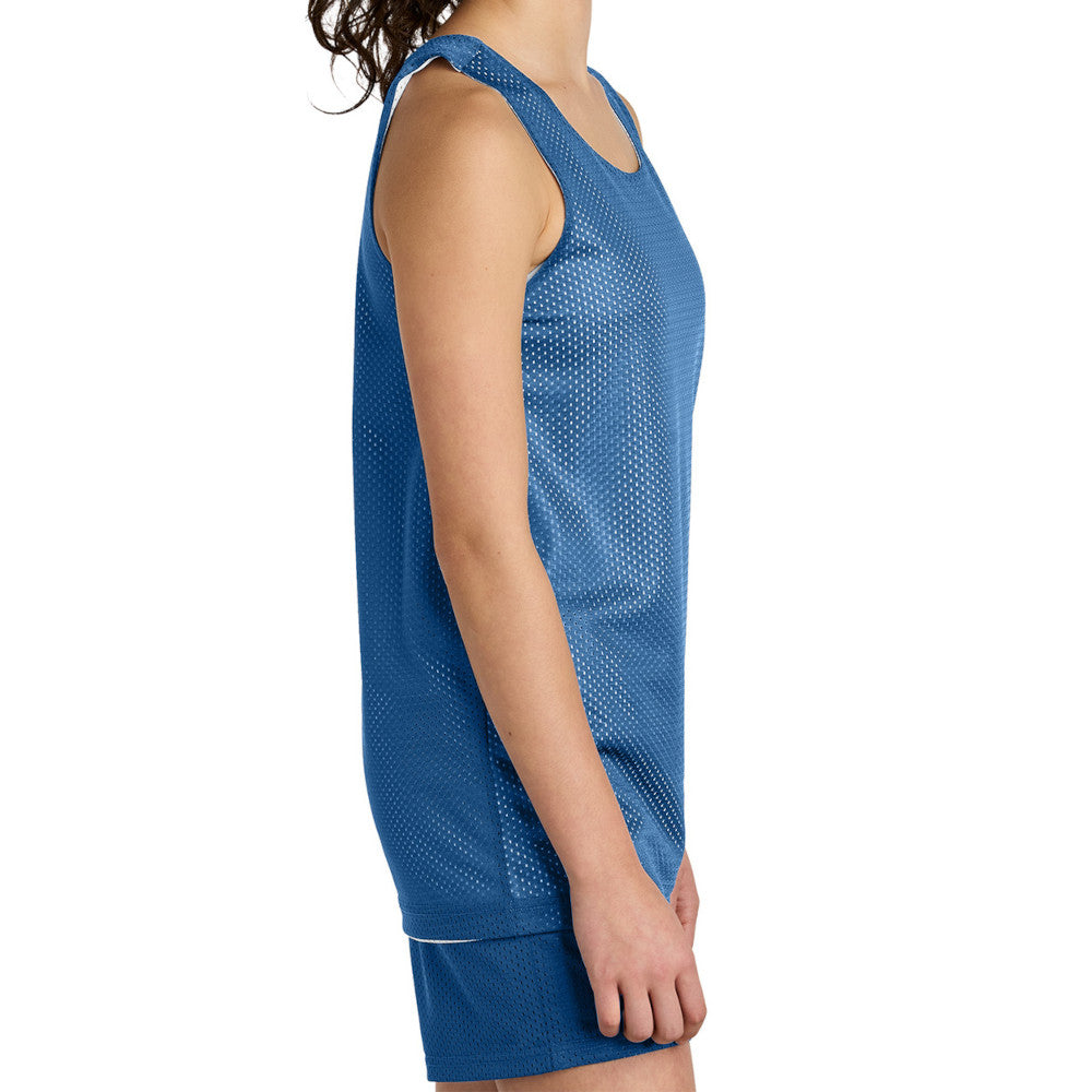 Youth PosiCharge Reversible Mesh Moisture-Wicking Double-Layer Tank-Carolina Blue/ White