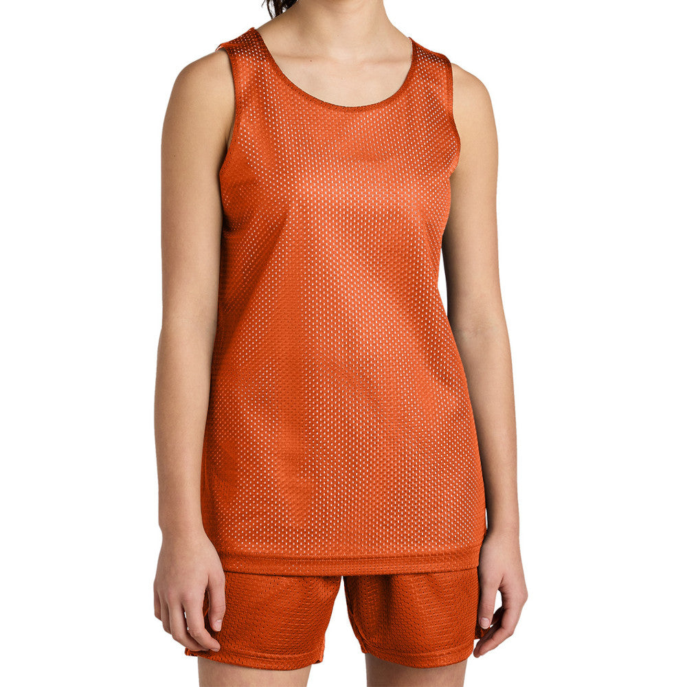 Youth PosiCharge Reversible Mesh Moisture-Wicking Double-Layer Tank-Deep Orange/ White