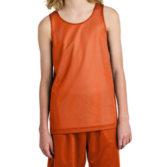 Youth PosiCharge Reversible Mesh Moisture-Wicking Double-Layer Tank-Deep Orange/ White