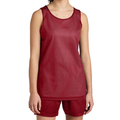 Youth PosiCharge Reversible Mesh Moisture-Wicking Double-Layer Tank-Deep Red/ White