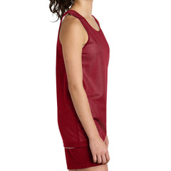 Youth PosiCharge Reversible Mesh Moisture-Wicking Double-Layer Tank-Deep Red/ White