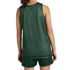 Youth PosiCharge Reversible Mesh Moisture-Wicking Double-Layer Tank-Forest Green/ White